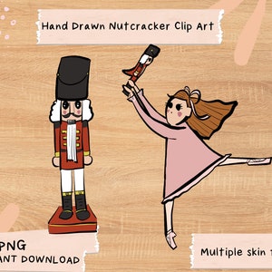 Ballerina and Nutcracker Clip Art with Dark and Light Skin tones