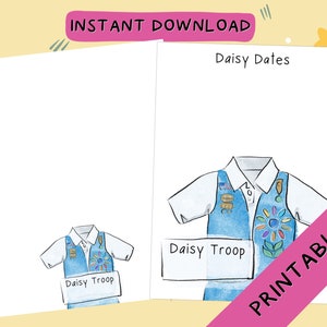 Daisy Girl Scout Printable Calendar and Notes Page Cute Watercolor editable PDF