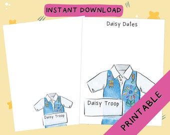 Daisy Girl Scout Printable Calendar and Notes Page Cute Watercolor editable PDF