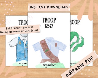Girl Scout Troop Leader Starter Kit Binder Cute Minimal Watercolor w/ free badge guide! Made by a Troop Leader Printable/Editable PDF
