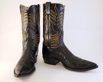 Team West Mens Brown Sea Turtle Print Leather Cowboy Boots Team West Mens Brown Sea Turtle Print Leather Cowboy Boots