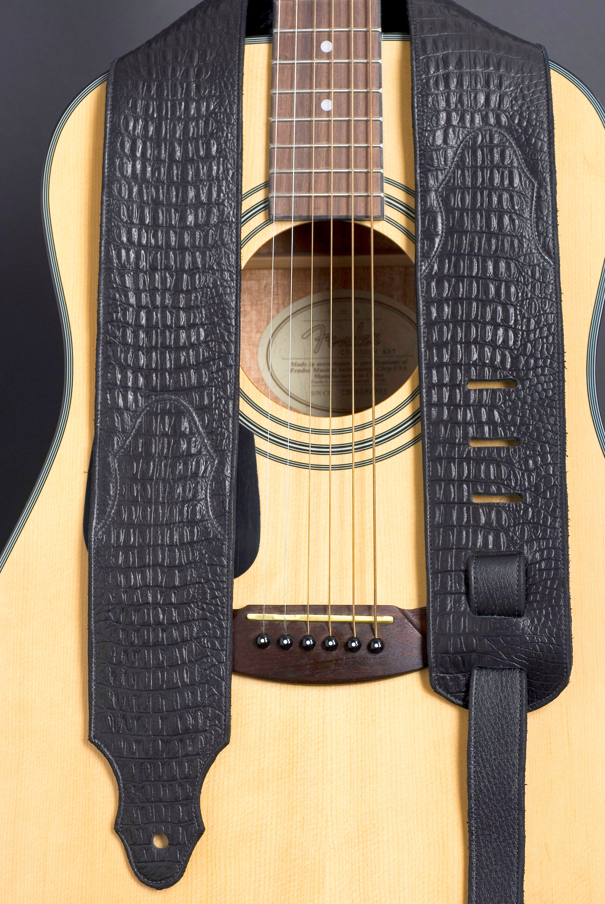Handmade Custom Guitarstrap🎸for EASTON CORBIN @eastoncorbin  Lucchese Black Leather Guitar Strap with Embossed Detail main image 2