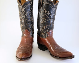 Tony Lama Two-Tone Brown Cowboy Boots