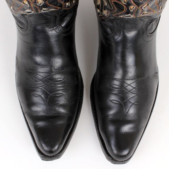 Vintage Acme Black Cowboy Boots With Fancy Inlaid… - image 6
