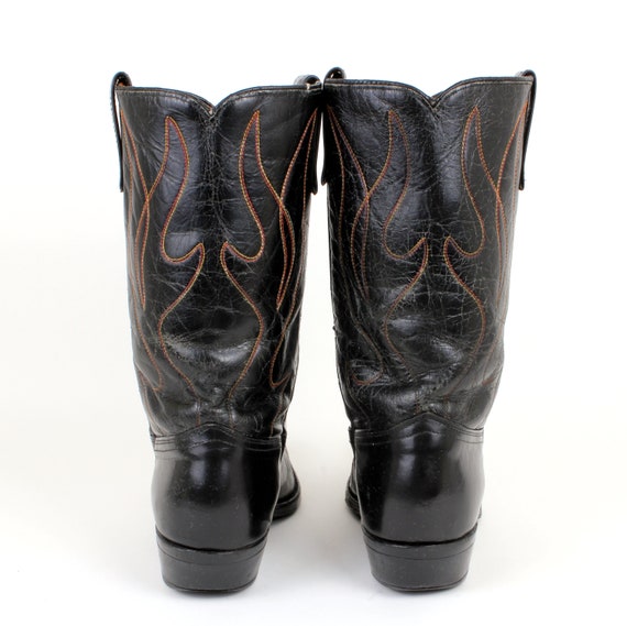 Vintage Acme Black Cowboy Boots With Fancy Inlaid… - image 5