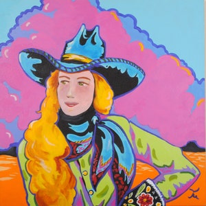 Pop-Art Cowgirl Painting Original Painting by Dan Howard