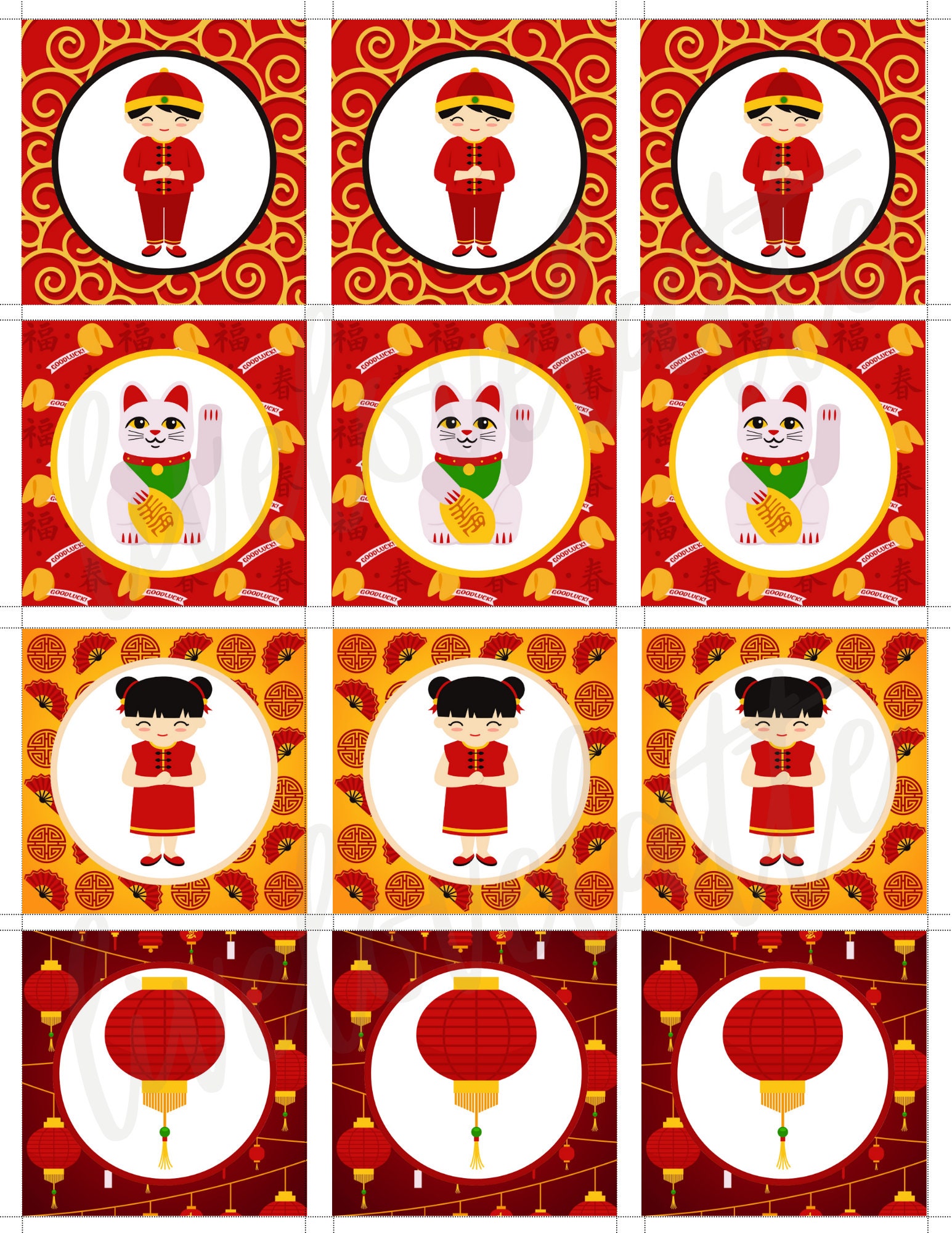 chinese new year cupcake toppers