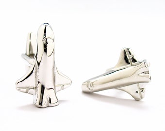SPACE SHUTTLE CUFFLINKS Rocket Ship Astronaut NEW w GIFT BAG Wedding Groom NASA
