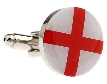 Cufflinks MENS Cuff Links NEW ST GEORGE/'S SHIELD FLAG RED WHITE