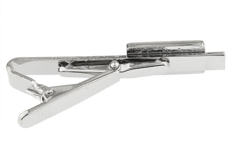 Super Spy Black Enamel Classic Mens Tie Clip Tie Bar Silver Tone Very Cool Comes with Gift Box