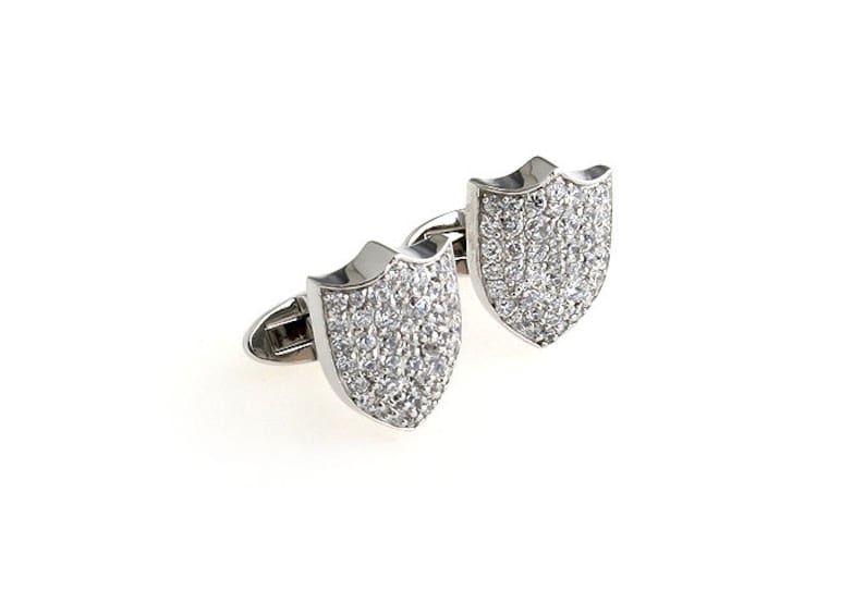Crystal Shield Cufflinks Thousand Points of Light Shield Pave Crystal Formal Cuff Links Cufflinks