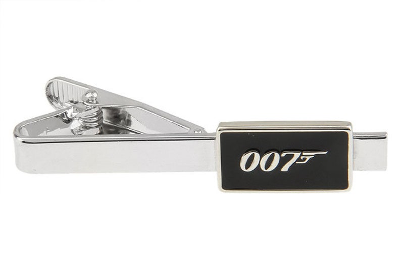 Super Spy Black Enamel Classic Mens Tie Clip Tie Bar Silver Tone Very Cool Comes with Gift Box