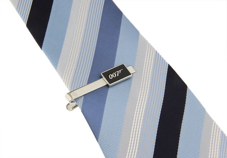 Super Spy Black Enamel Classic Mens Tie Clip Tie Bar Silver Tone Very Cool Comes with Gift Box