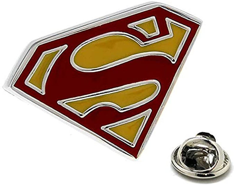 Enamel Pin Superman Lapel Pin Super Hero Man Rhinestone Tie Etsy