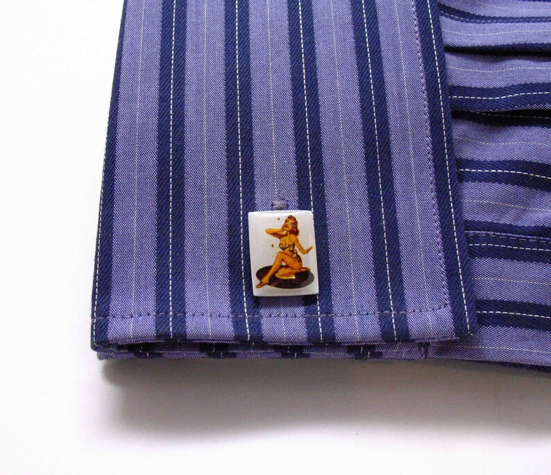 Pin Up Girl Cufflinks 1940s 1950s Cuff Links Glamor Girls Fun for Party Wear Event Comes with Gift Box