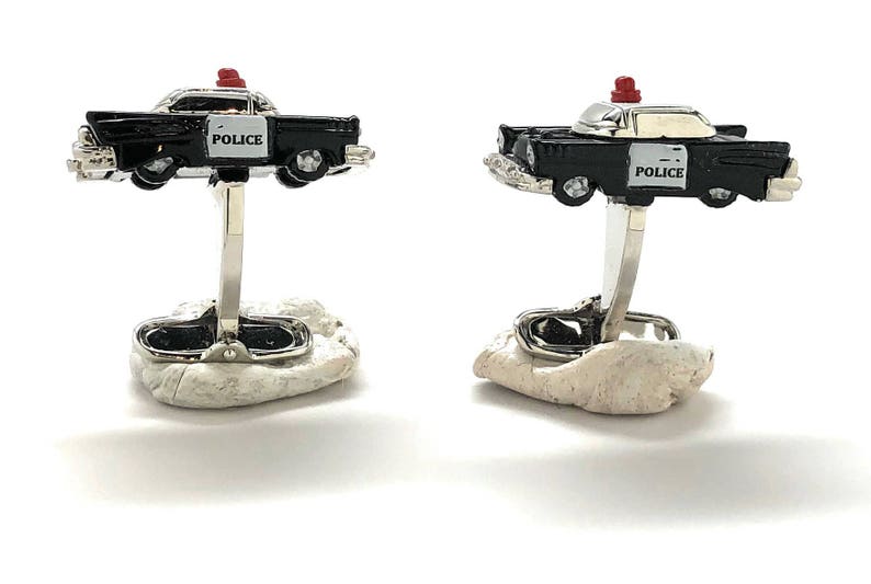 Old School Retro Police Car Cufflinks 3D Fun Design Detailed 1950/'s Police Department Sheriff Law Enforcement Cuff Links Comes with Gift Box