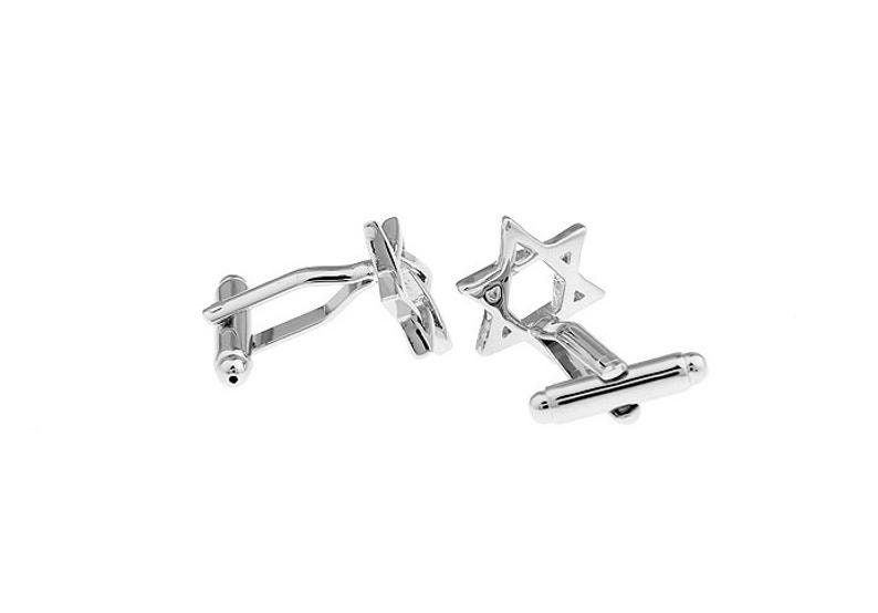 Silver Tone Jewish Cufflinks Star of David Religious Symbols Star Shield of David Magen David Cuff Links Comes with Gift Box