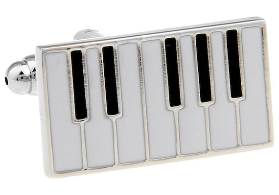 Music Piano Keys Gold-tone Cufflinks Money Clip Engraved Gift Set