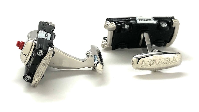 Old School Retro Police Car Cufflinks 3D Fun Design Detailed 1950/'s Police Department Sheriff Law Enforcement Cuff Links Comes with Gift Box