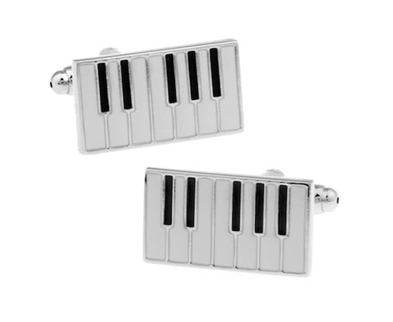 Music Piano Keys Gold-tone Cufflinks Money Clip Engraved Gift Set