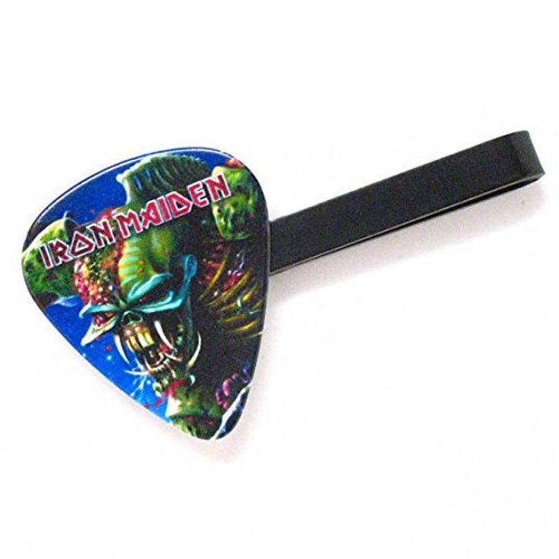 Iron Maiden Tie Bar Clip Black Guitar Pick Sweet Ironmaiden Steel Music Rock Musician Teacher Band Suit Accessories Concert Tie Clip