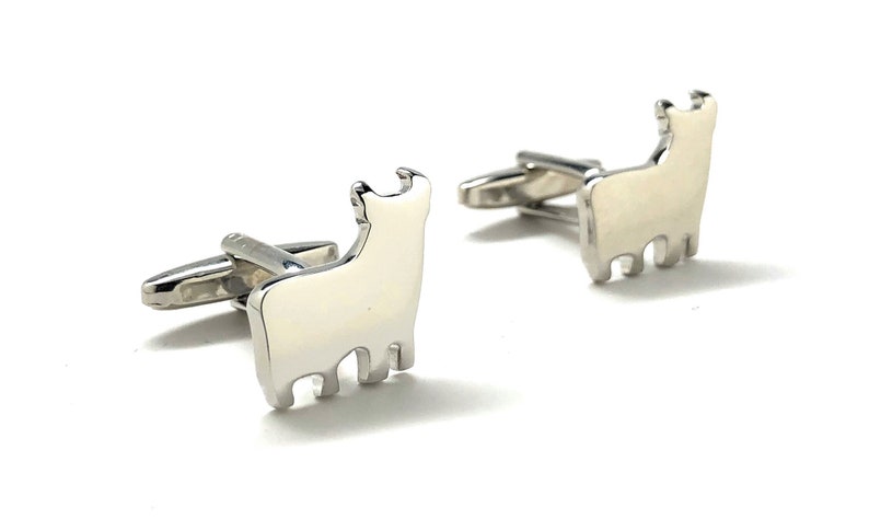 Silver Bull Cufflinks Lama Andes Alpaca Gunmetal Finish Cuff Links Very Unique Coolest Gift Gifts for Dad Husband Gifts for Him Comes Box