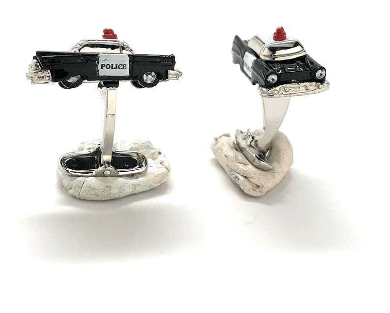 Old School Retro Police Car Cufflinks 3D Fun Design Detailed 1950/'s Police Department Sheriff Law Enforcement Cuff Links Comes with Gift Box