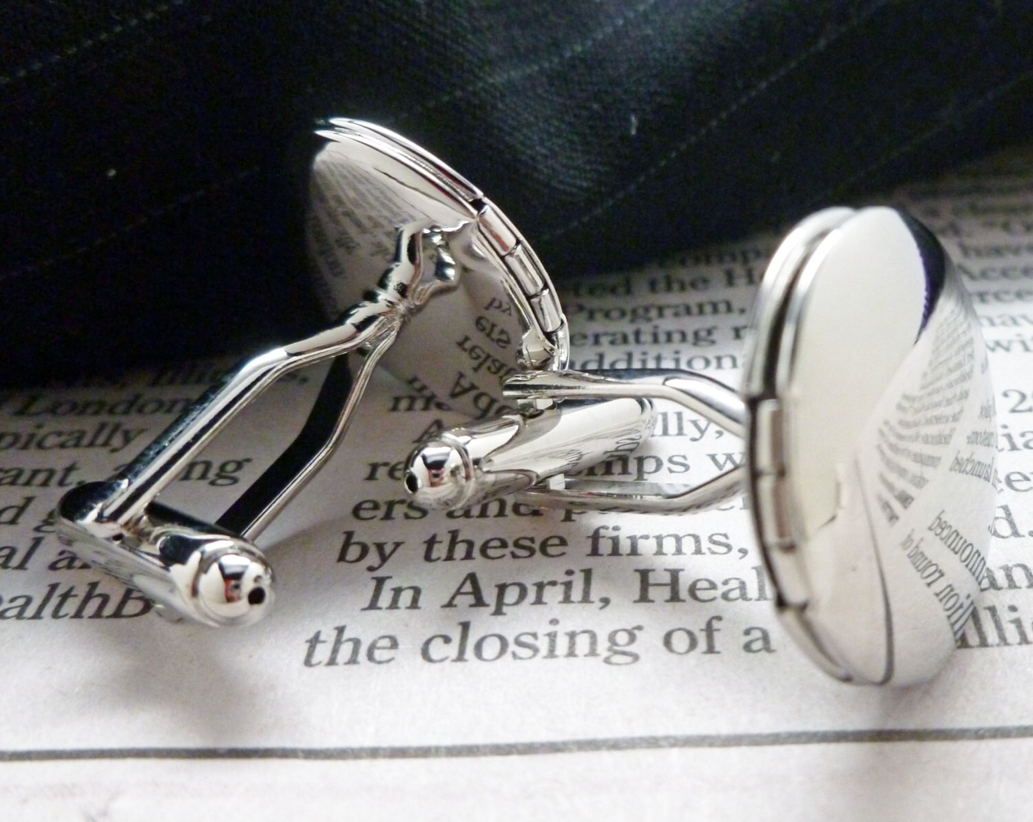 Locket Cufflinks Silver Tone Round Classic Cuff Links Etsy