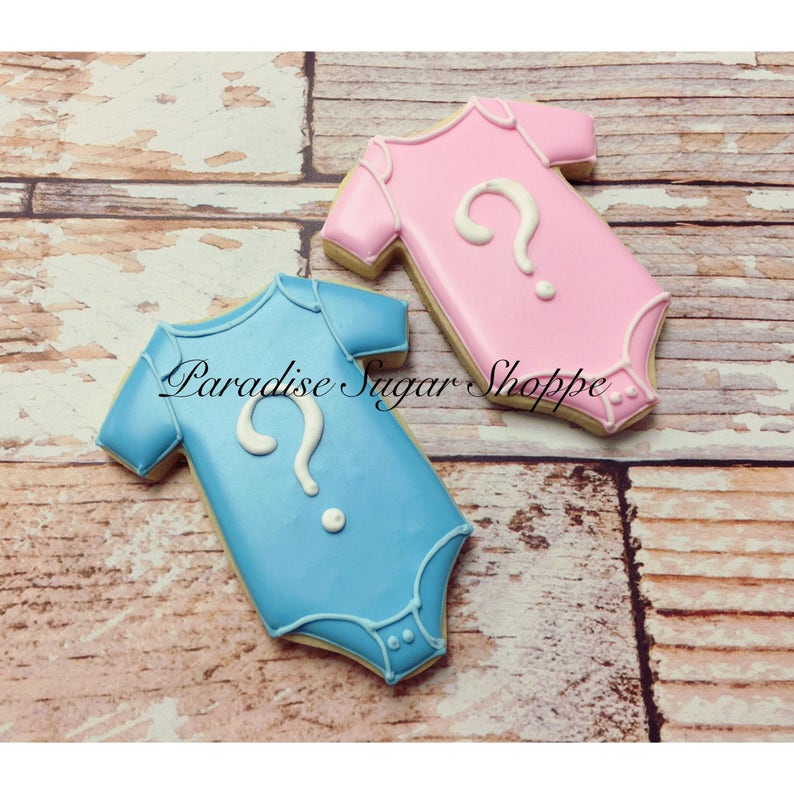 Gender Reveal Onesie Decorated Cookies 1 Dozen Etsy