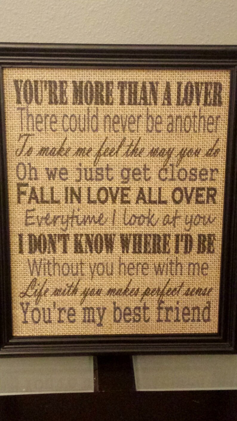 Framed Burlap Print Tim McGraw My Best Friend You're | Etsy