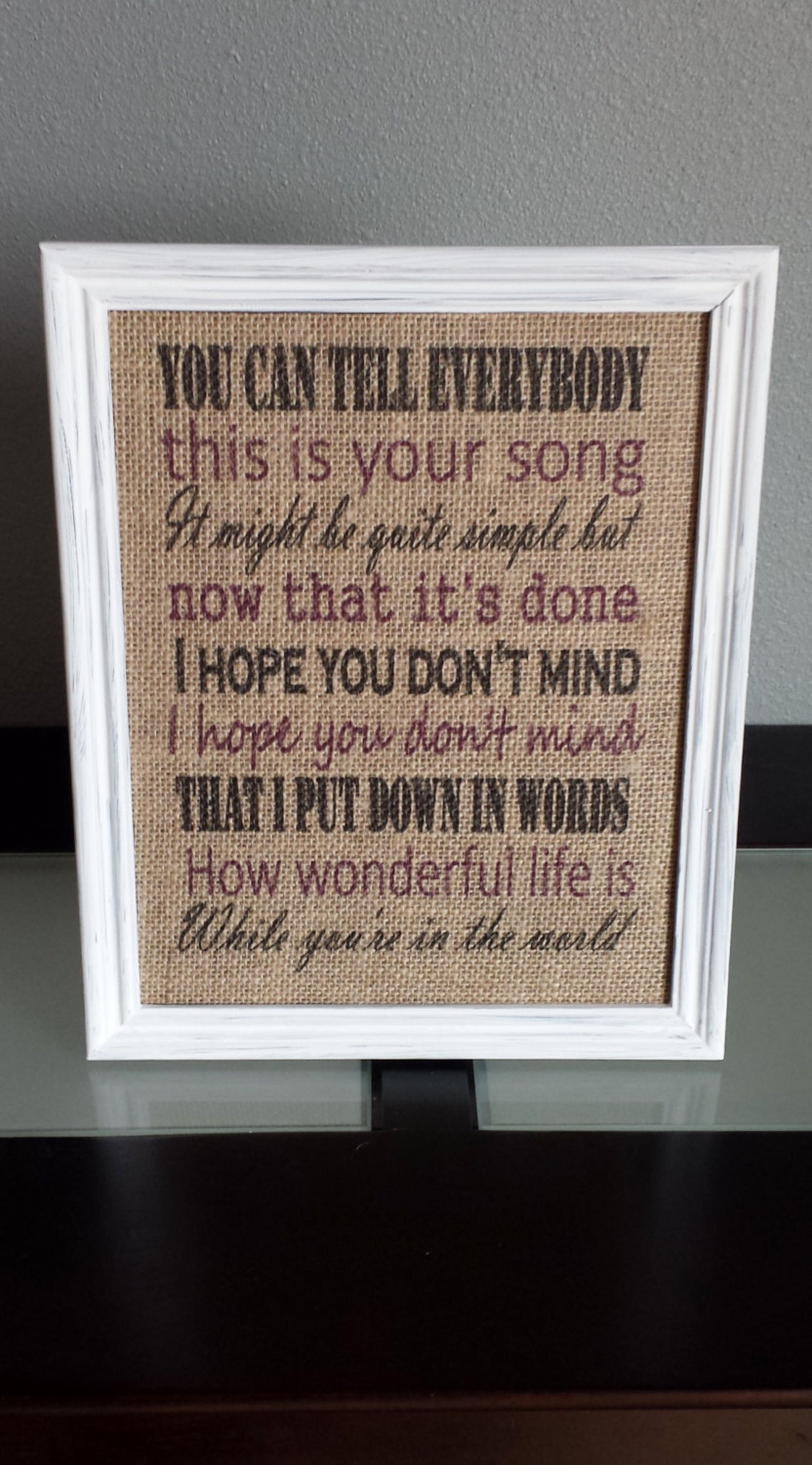 Framed Burlap Print Elton John Your Song Lyrics How Etsy
