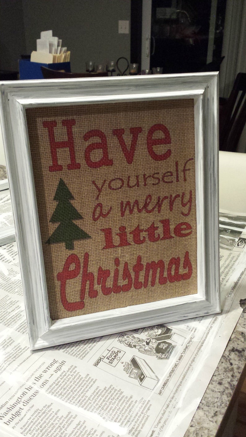 Framed Burlap Print Have Yourself A Merry Little Christmas 8x10
