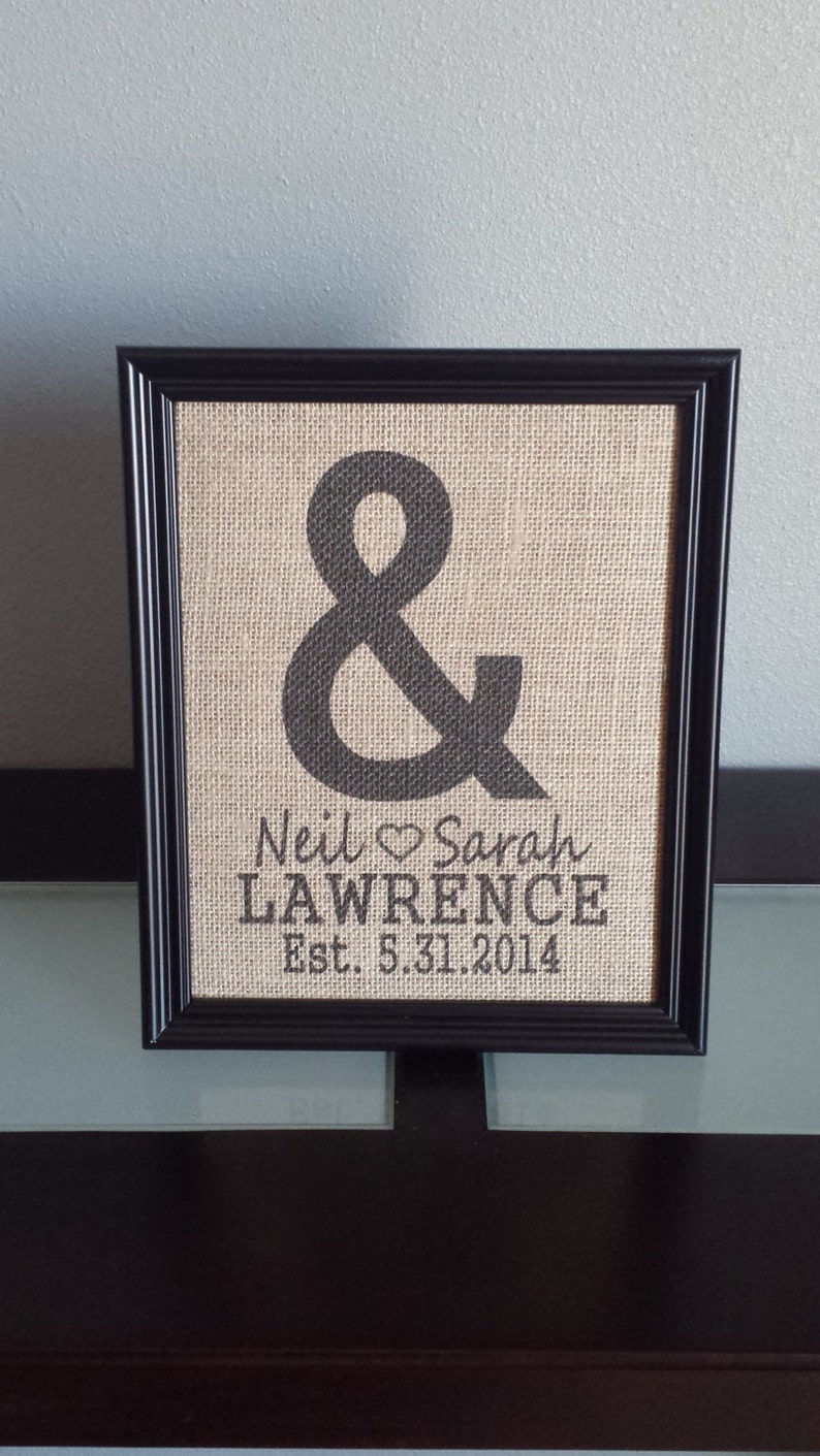 Tandem Bike Monogram with Name and Wedding Date Customizable Wedding 8x10 Burlap Frame Print Anniversary Personalized