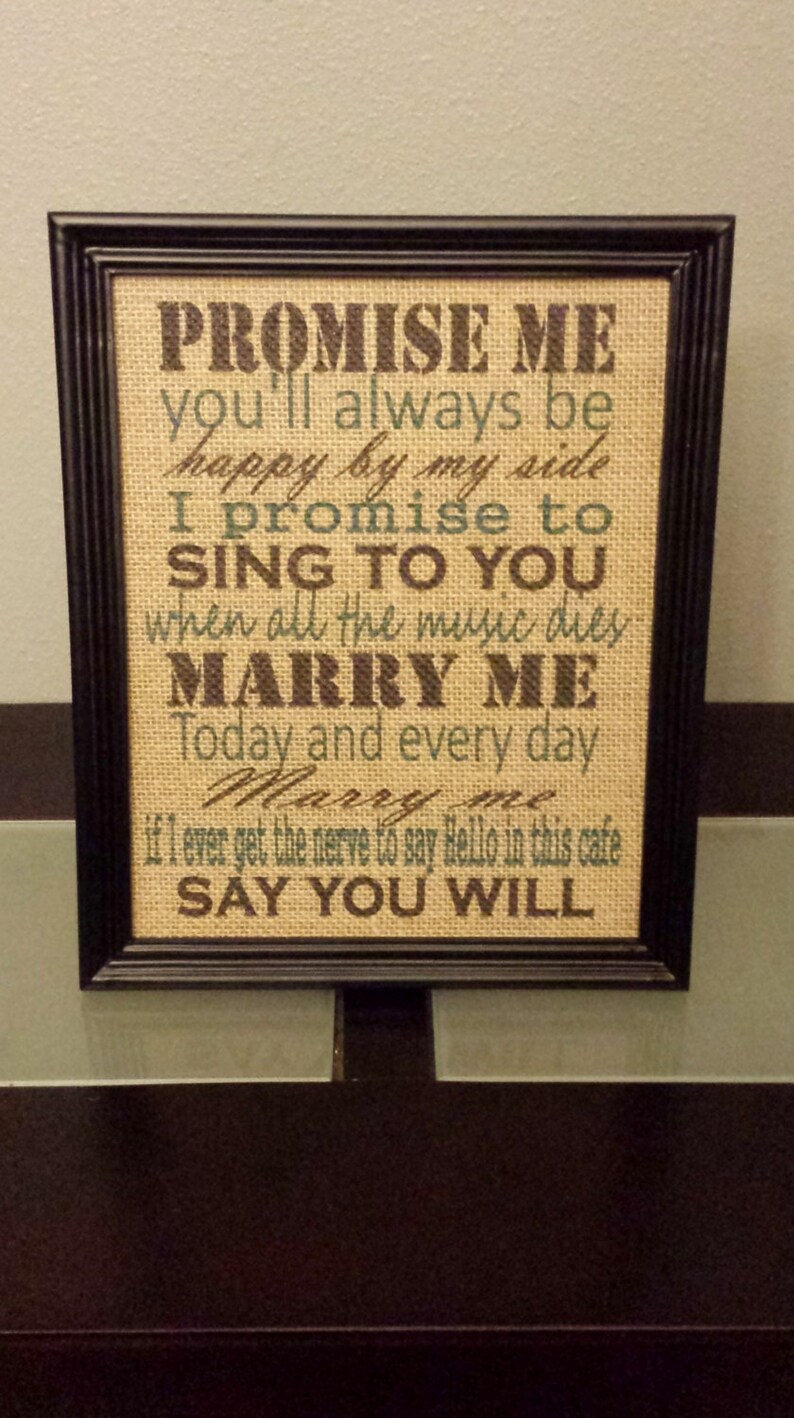 Framed Burlap Print Marry Me Train Lyrics Today and Every - Etsy