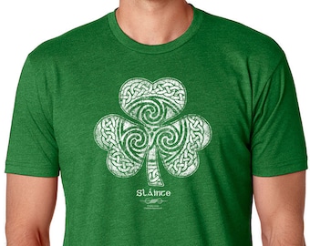 Saint Patricks Day Shirt, Celtic Clover Shirt - Men's Unisex Sizes, Heather Green Shirt, Celtic, Shamrock, Clover St Patricks