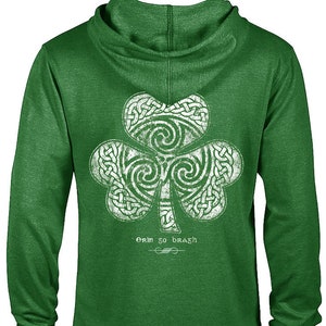 St. Patrick's Day Pullover Hoodie Green Sweatshirt Celtic Clover Shamrock Ready to Ship Men's or Ladies Unisex Sizes Irish image 1