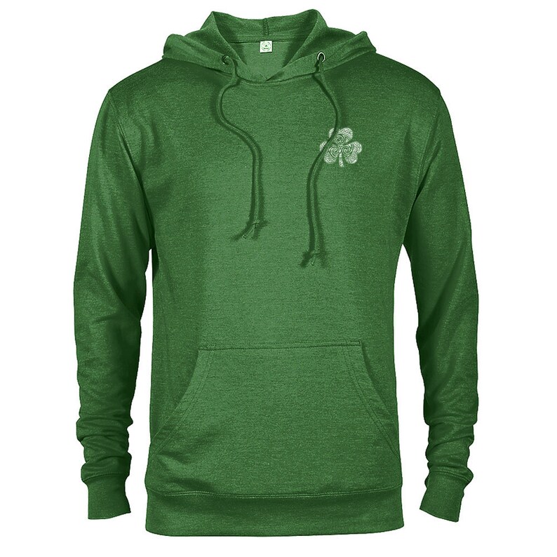 St. Patrick's Day Pullover Hoodie Green Sweatshirt Celtic Clover Shamrock Ready to Ship Men's or Ladies Unisex Sizes Irish image 2