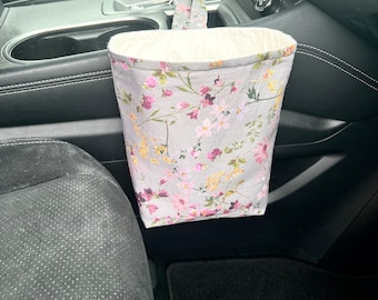 Floral Car Trash Bag, Car Trash Can, Waterproof Car Trash Bag, Gear Shift Car Trash Bag. Car Trash Bag