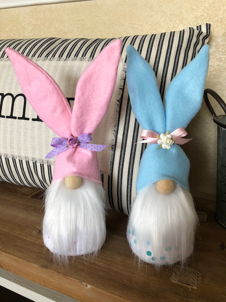 2-Piece Easter Gnome Decorations | Bunny Gnome Table Decor With Honeycomb Paper Design
