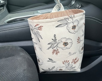 Car Trash Bag, Gear Shift Car Trash Bag, Waterproof Trash Bag, Floral Car Trash Bag, Cream Floral Car Trash Bag