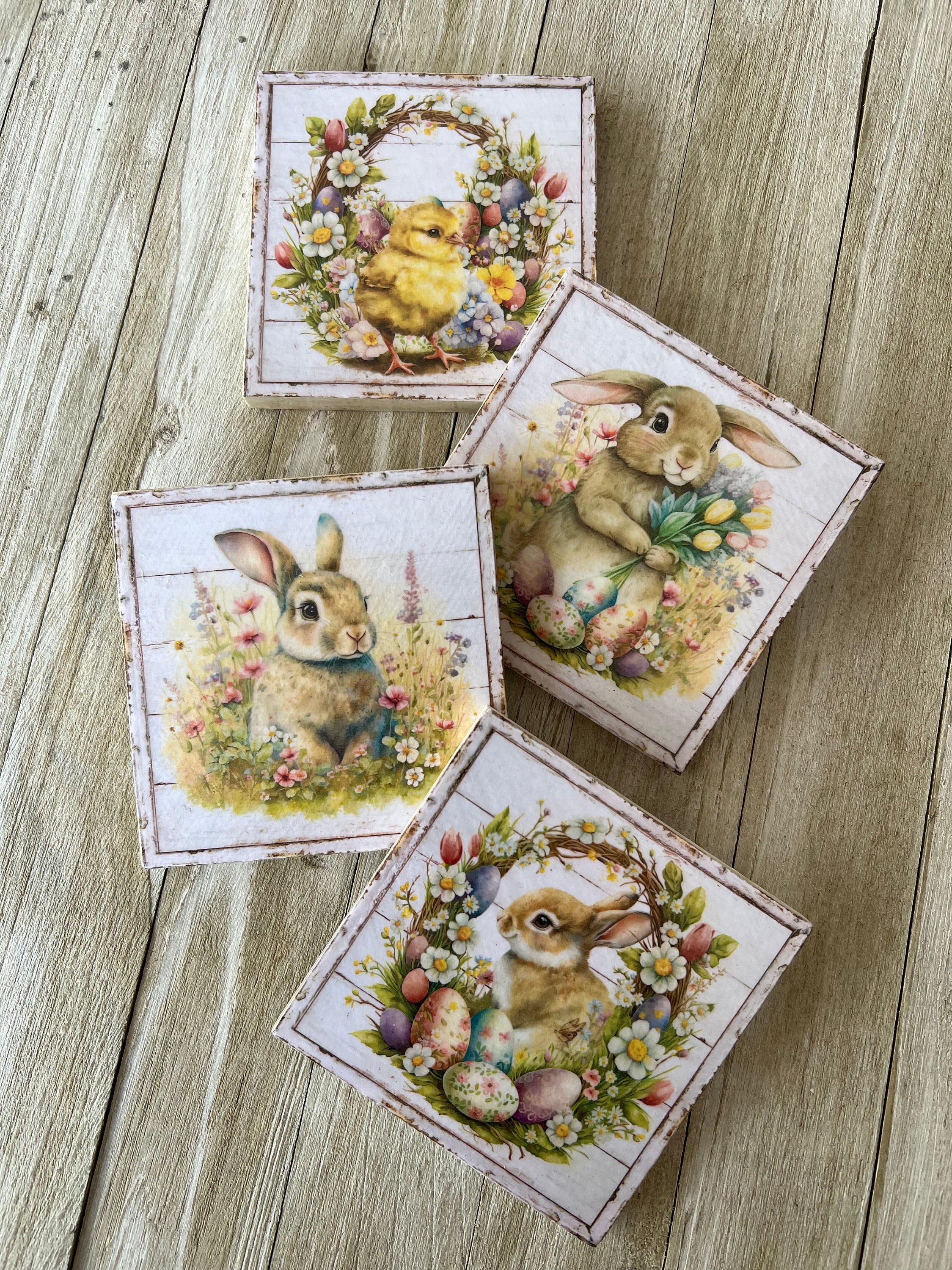Natural Stone Bunny Coasters, Easter Coasters, Holiday Coasters, Easter ...