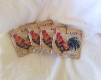 Coasters, Natural Stone Rooster Coasters, Beveage Coaster, Beer Coaster