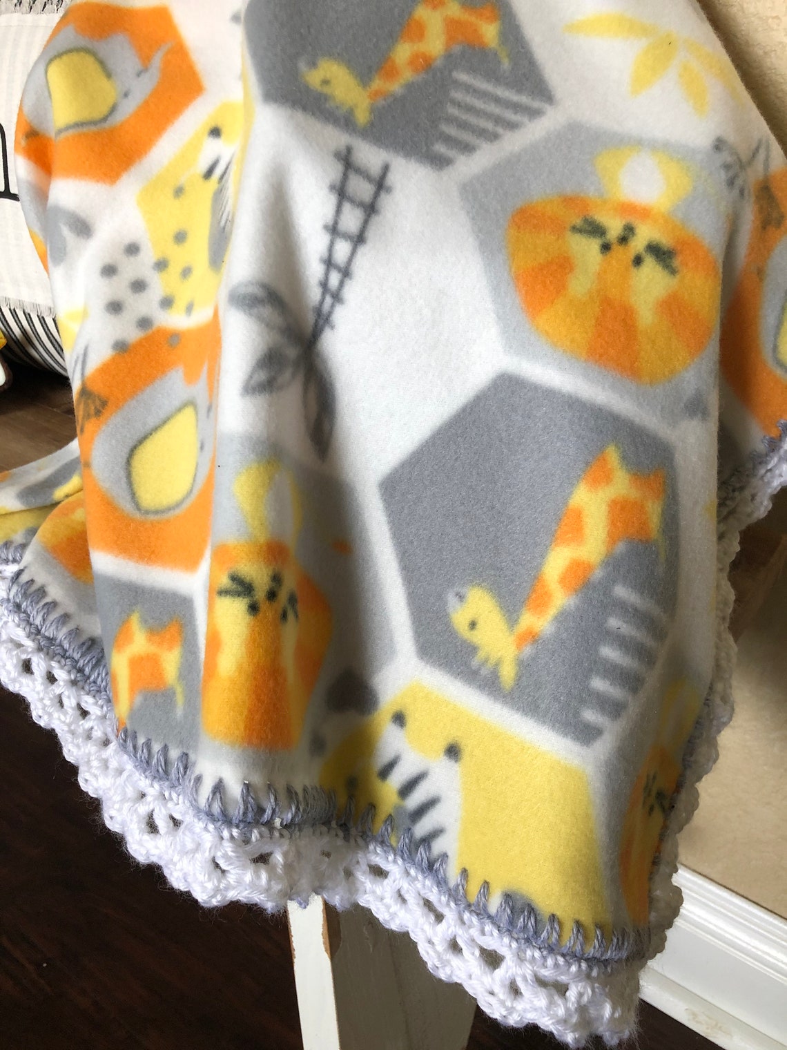 Fleece Nursery Baby Blanket Zoo Animals Blanket Baby Boy Etsy