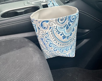 Car Trash Bag, Blue, White and Gray Patterned Car Trash Bag, Car Accessories, Waterproof Car Trash Bag, Gear Shift Car Trash Bag