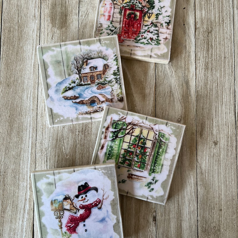 Snowman Stone Coasters - Etsy