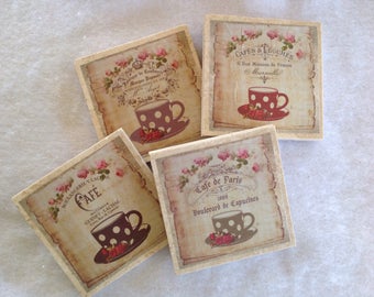 Natural Stone Teacup Coasters, Beverage Coasters, Square Coasters, Stone Coasters