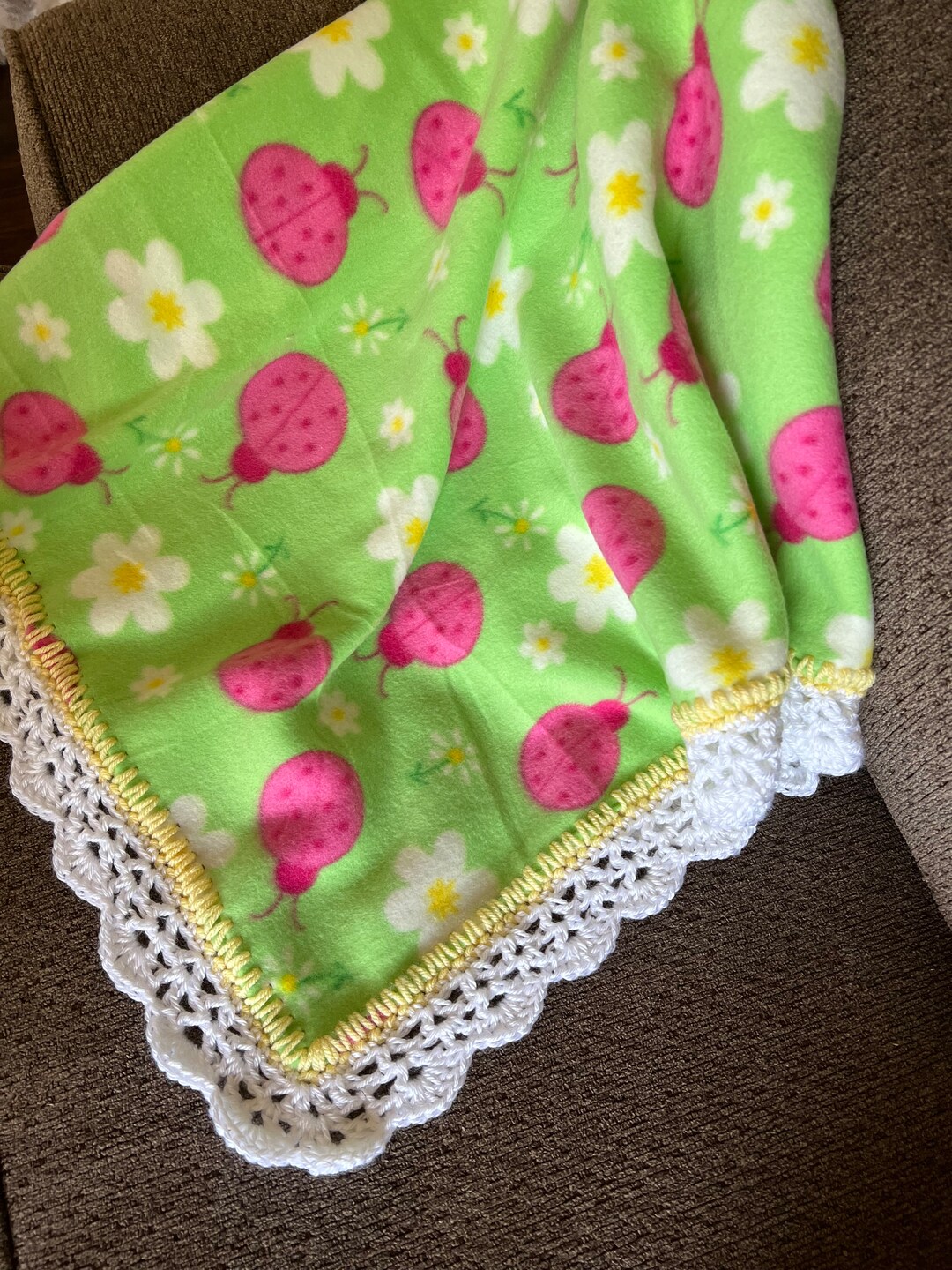 Fleece Nursery Baby Blanket, Lady Bug Baby Blanket, Crib Baby Blanket