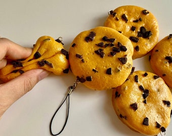Cookie Accessory Squishy Inspired Chocolate Chip Cookie Phone Strap Keychain food phone charm keychain Choco Chip Cookie Accessory Keychain