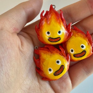 HMC Calcifer Charms | Satin Finish | Studio Ghibli Inspired Charm Calcifer Keychain Calcifer Phone Strap Calcifer Accessory Sophie Cosplay