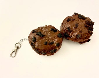 Double Chocolate Cookie Accessory Squishy Inspired Chocolate with Chocolate Chips Cookie Phone Strap Keychain food phone charm Keychain